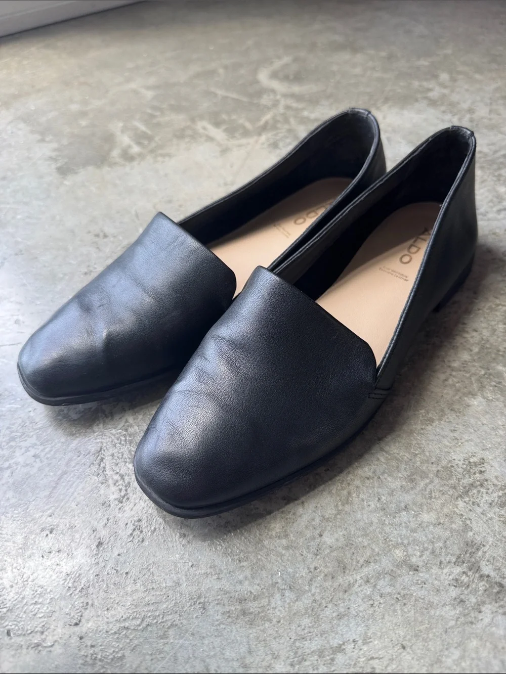 Aldo Black Leather Slip-On Loafers